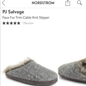 NWT PJ Salvage Faux Fir Trim Cable Knit Slippers